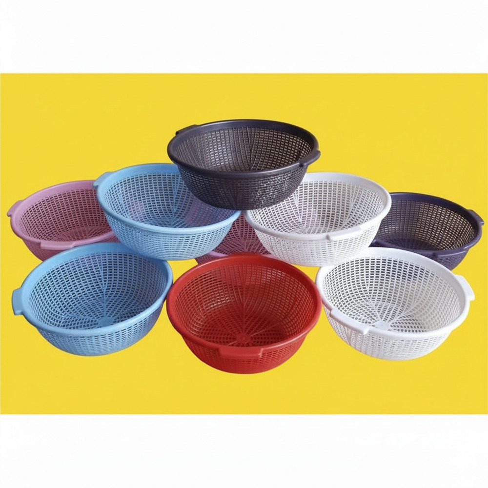 Coloured Plastic Tokri - Color: Red