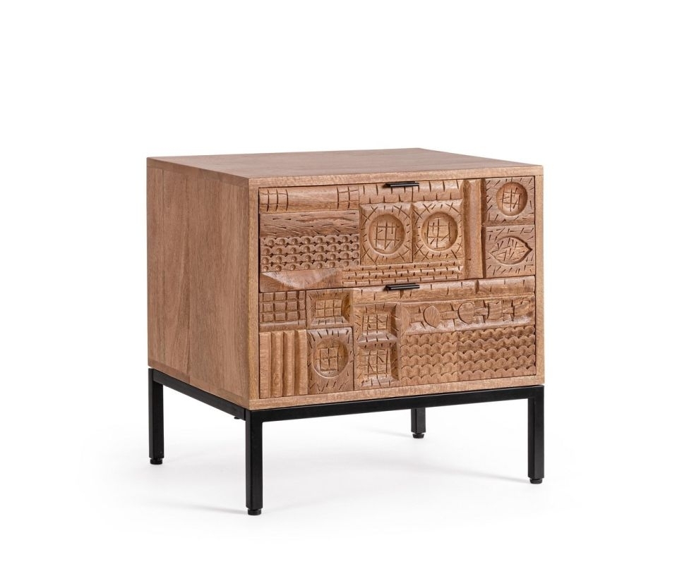 Bizzotto Kindia Bedside Table - Color: Brown