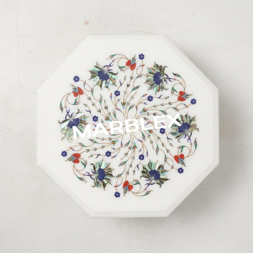 White Marble Inlay Coffee Table Top - Color: Various Available