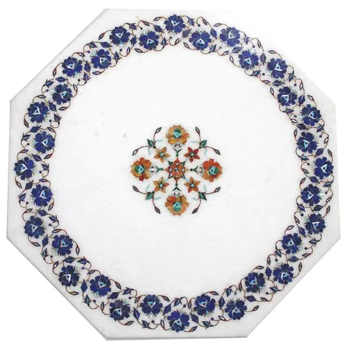 White Marble Inlay Coffee Table Top - Color: Various Available