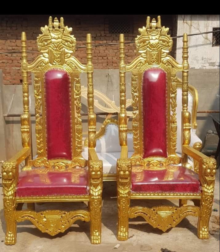 Wooden Antique Maharaja Chair - Artwork: Handmade