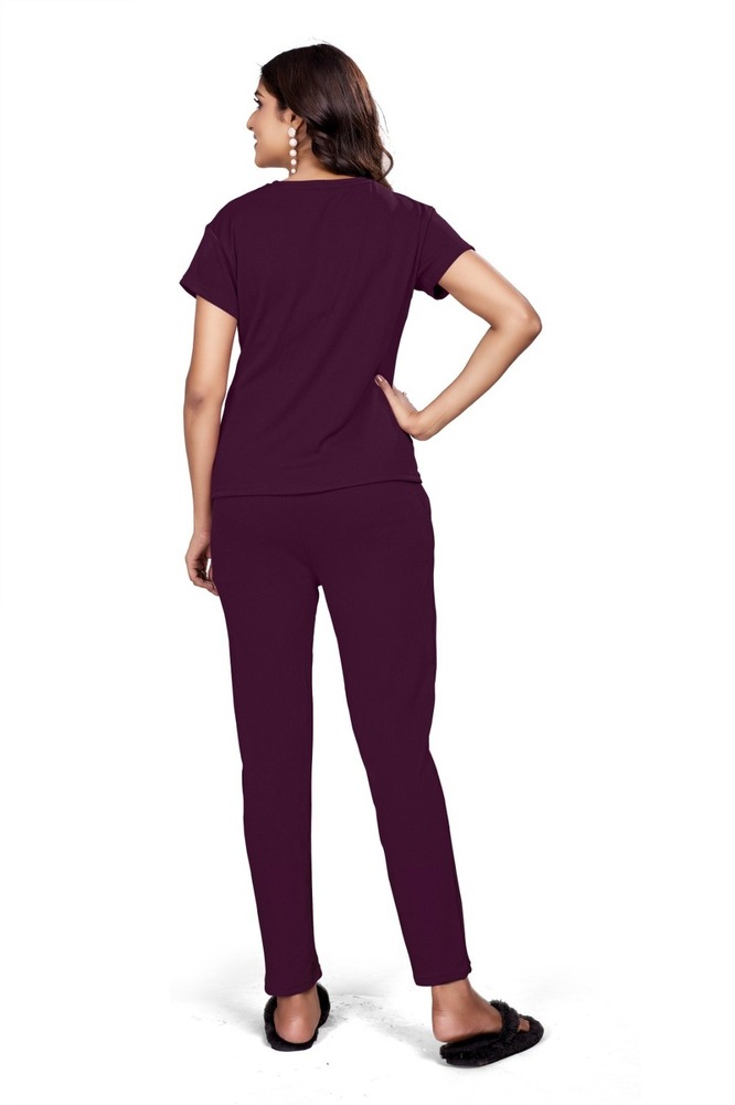 Printed Purple Night Suit Set