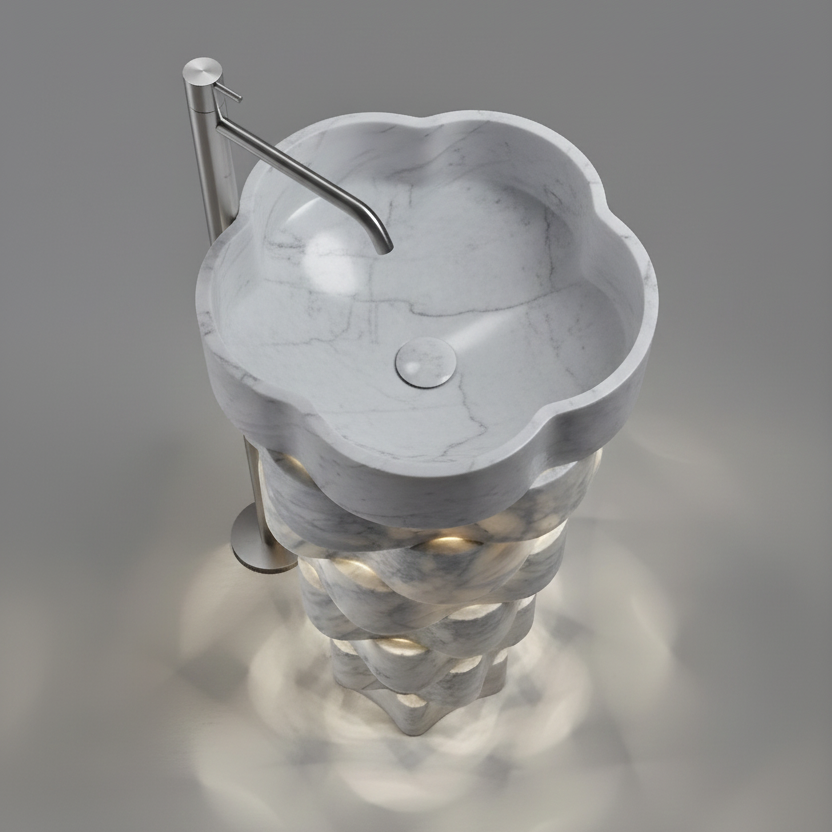 Satvario Marble Pedestal Stone Basin