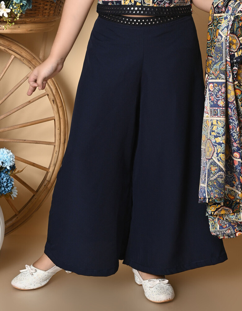 Girls Self Designed Premium Cotton Jacket Blue Clothing Set