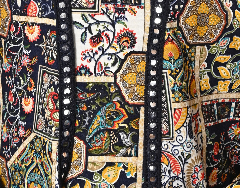 Girls Self Designed Premium Cotton Jacket Blue Clothing Set