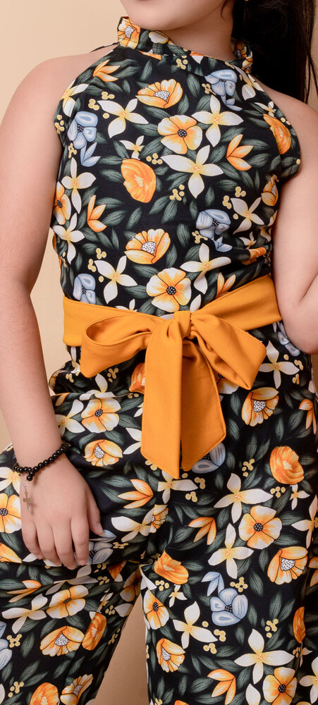 Girls Self Designed Premium Cotton Yellow Jacket Jumpsuit Dress - Color: Different Available