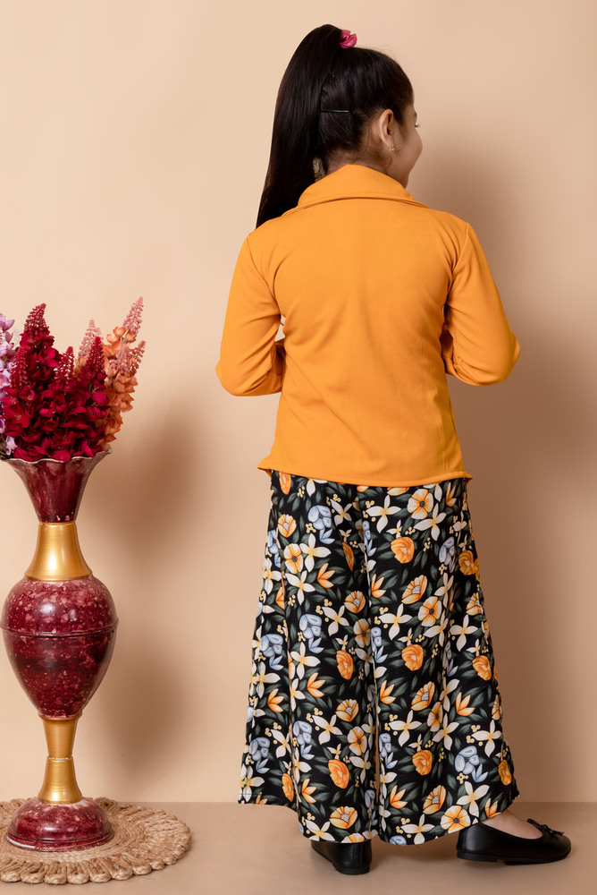 Girls Self Designed Premium Cotton Yellow Jacket Jumpsuit Dress - Color: Different Available