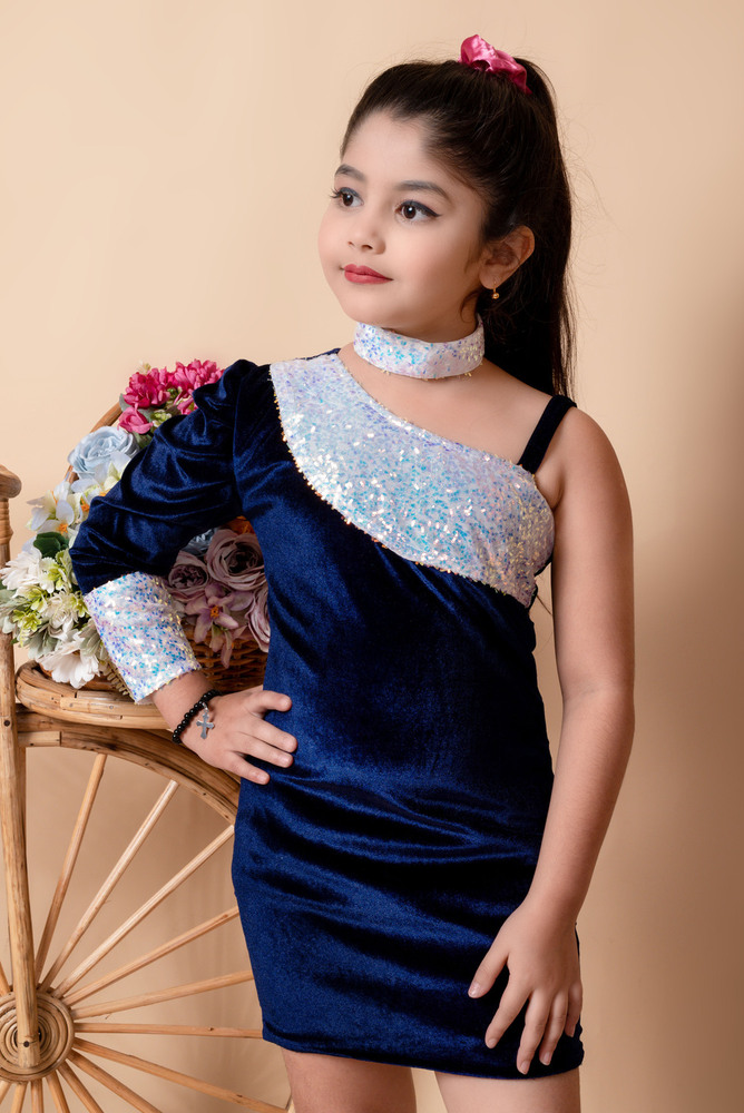 Girls Modern Comfy Frocks And Navy Blue Dresses - Color: Different Available
