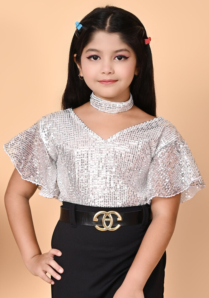 Girls Self Designed Premium Sequined Long Bodycon