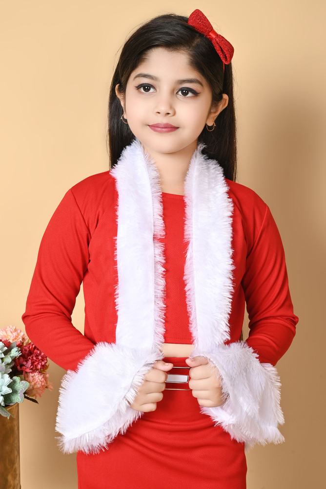 Girls Modern Santa Claus Red Dresses Clothing Sets
