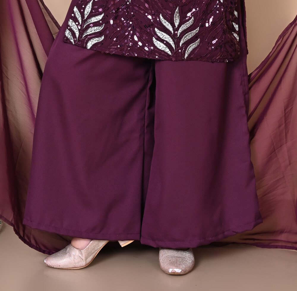 Girls Self Designed Premium Purple Cotton Kurta Set