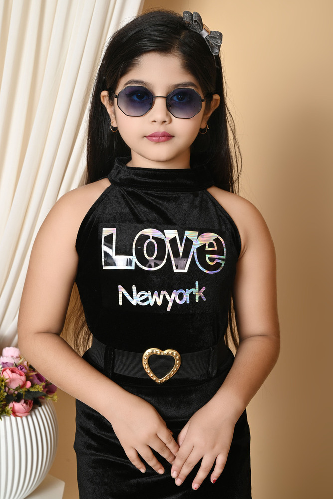 Girls Self Designed Premium Velvet Long Bodycon Black Dress