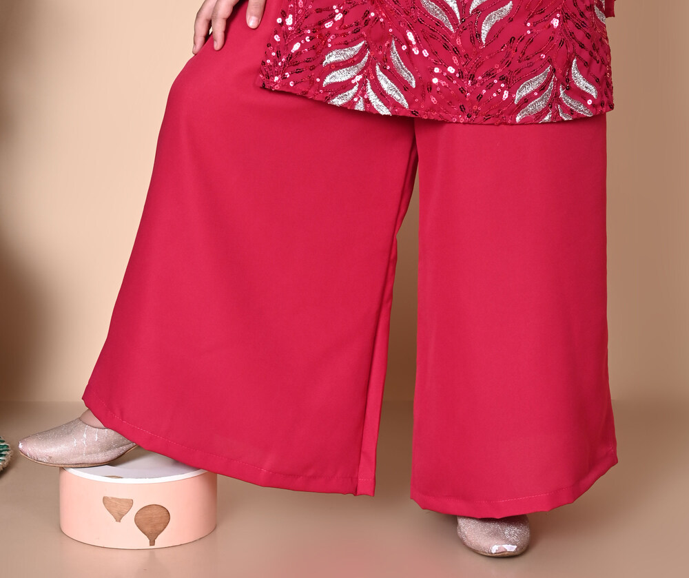 Girls Self Designed Premium Pink Cotton Kurta Set