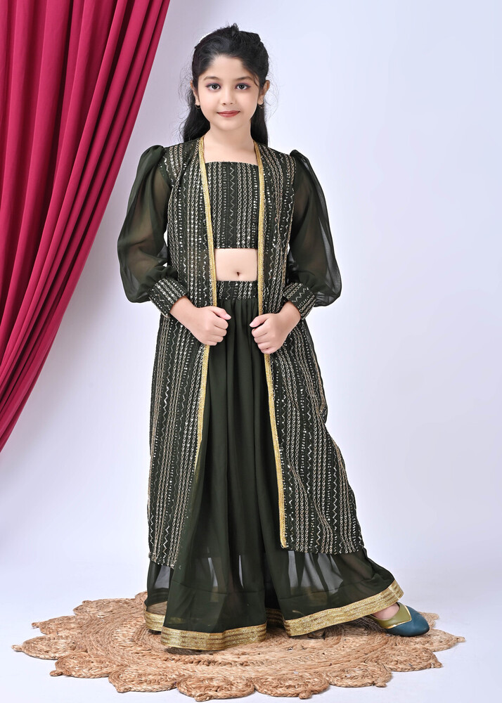 Girls Self Designed Premium Georgette Jacket Cloth