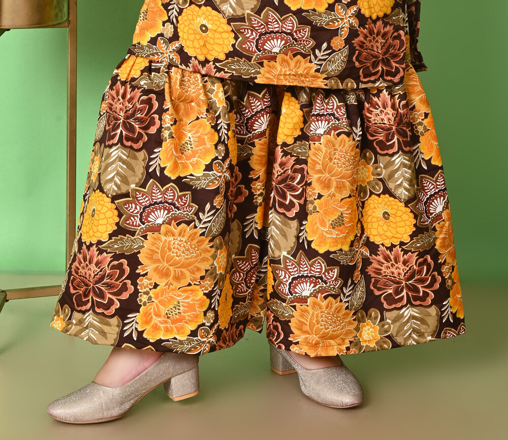 Kids Girls Premium Yellow Cotton Kurta Set