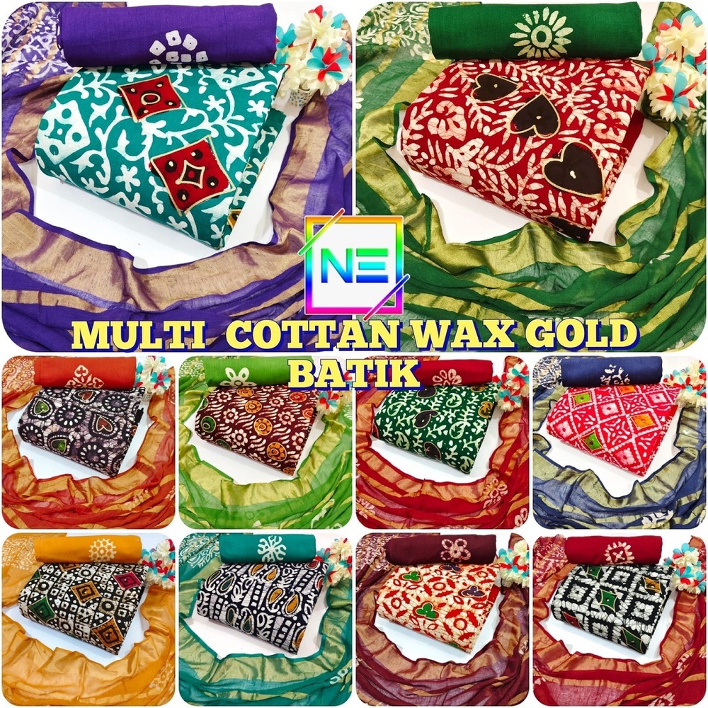 Nemi Multi Gold Wax Batik Dress Material
