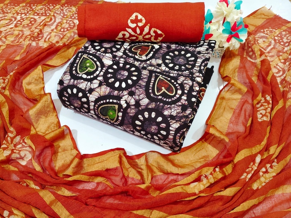 Nemi Multi Gold Wax Batik Dress Material