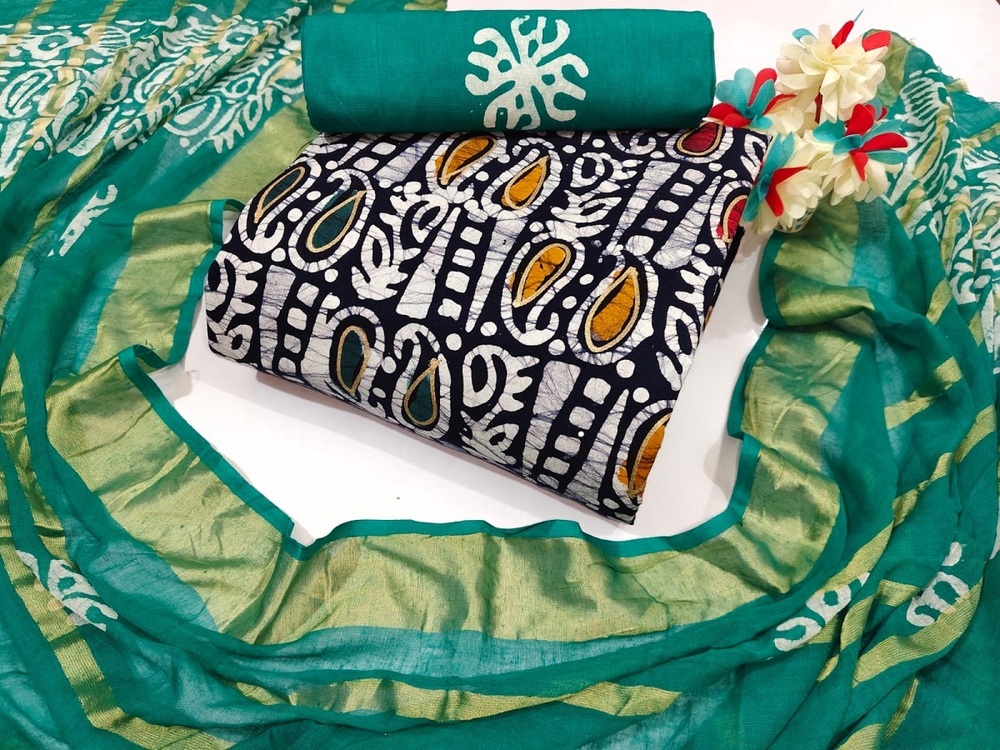 Nemi Multi Gold Wax Batik Dress Material