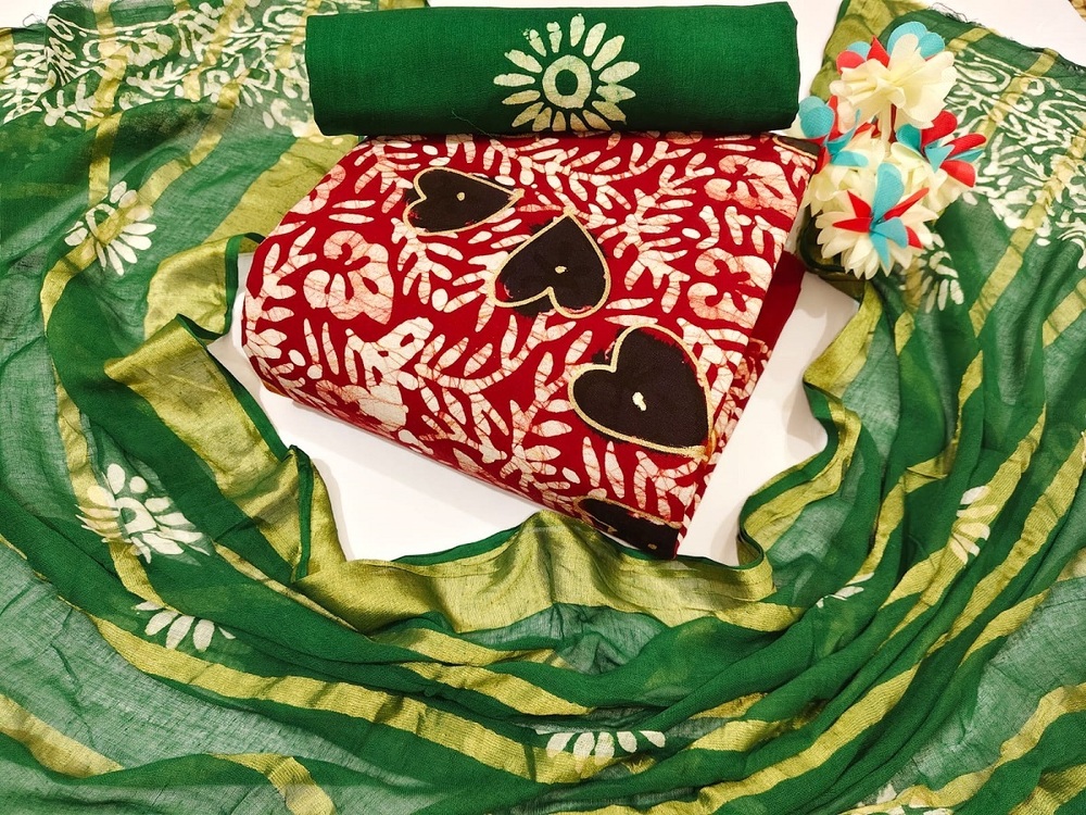 Nemi Multi Gold Wax Batik Dress Material