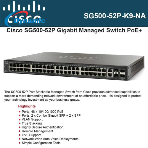 Cisco SG500-52P 52 Port Gigabit POE Stackable Managed Switch