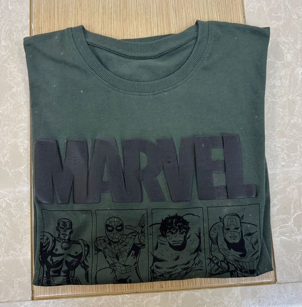 Mens Cotton Embroidery Printed T-Shirt - Color: Green