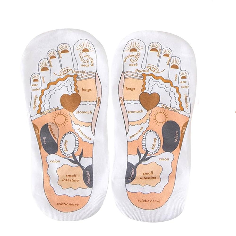 Acupressure Socks - Cotton Poly Blend, Free Adult Size - High Elasticity, Breathable, Quick Dry, Machine Washable, Non-binding Comfort, Sublimation Design, Unisex Ideal For All Ages, Pain Relief And Energy Balance