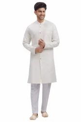 Men Wedding Kurta Pyjama - Color: White
