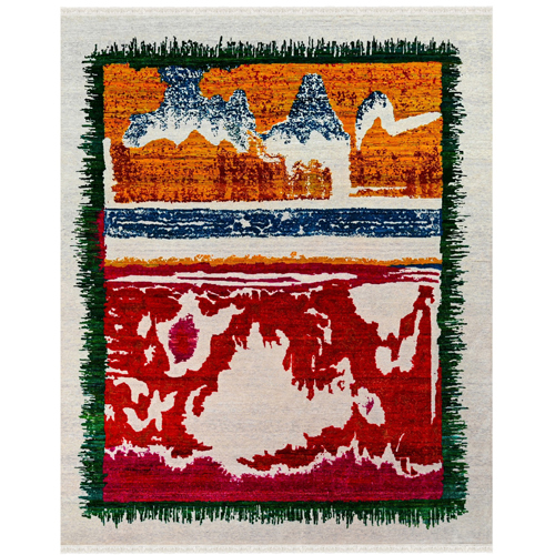 8x10 Feet Grey Red Orange Color Carpet