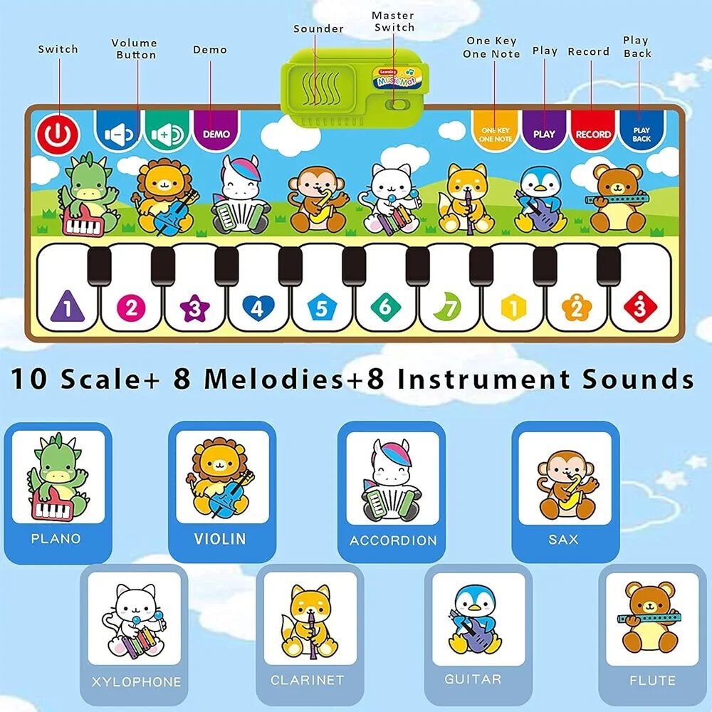 10 Scale 8 Melodies 8 Instrument Mat - Color: As Per Requirement