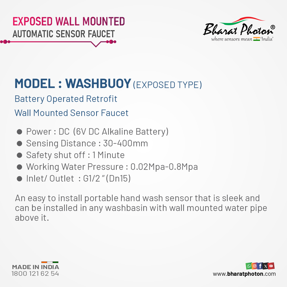 Washbuoy - Wall Mounted Sensor Tap - Color: White