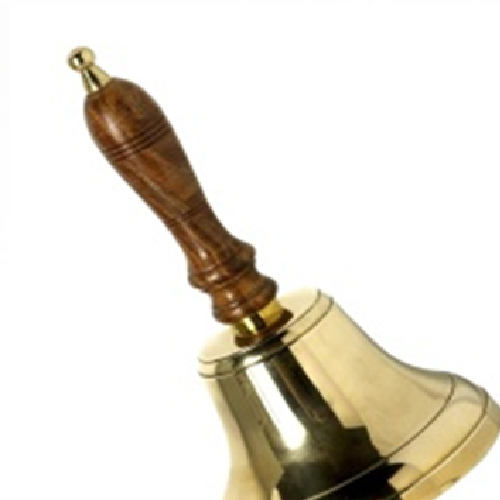 Designer Pure Brass Hand Bell With Wooden Handle