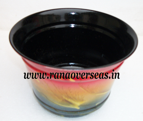 Iron Metal Planter - Polished Iron, Red and Cream Finish | Professional Indian Style