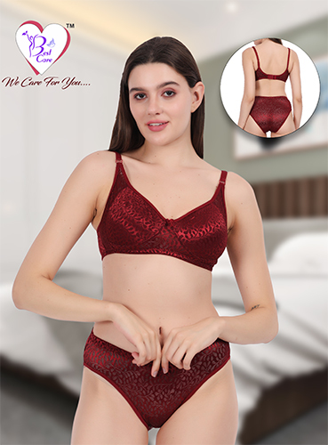 Mehroon Color Padded Bra Panty Set - Color: Different Available