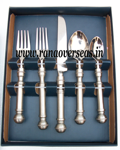 Cutlery Set - Brass Material, Polished Finish , Silver Color, Indian Regional Style, Professional Design Features