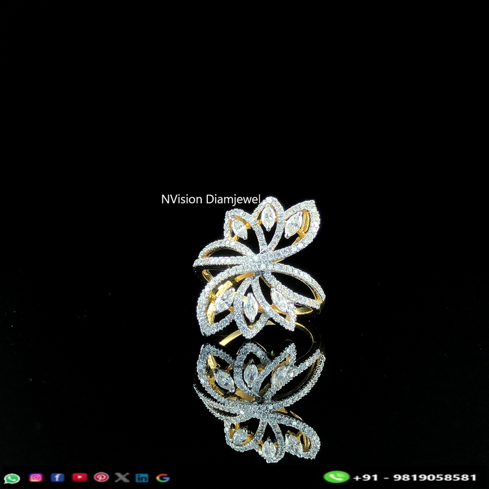 Serene Sparkle Floral Natural Diamond Ring