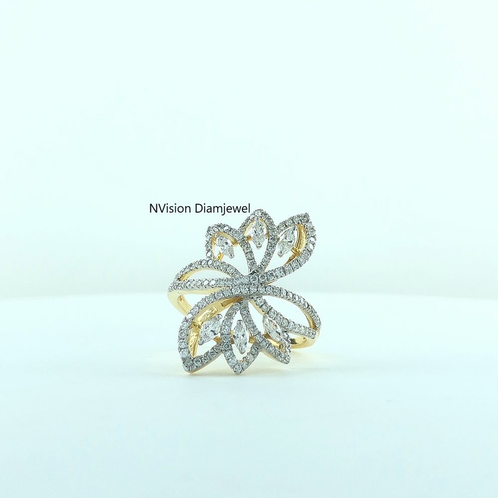 Serene Sparkle Floral Natural Diamond Ring