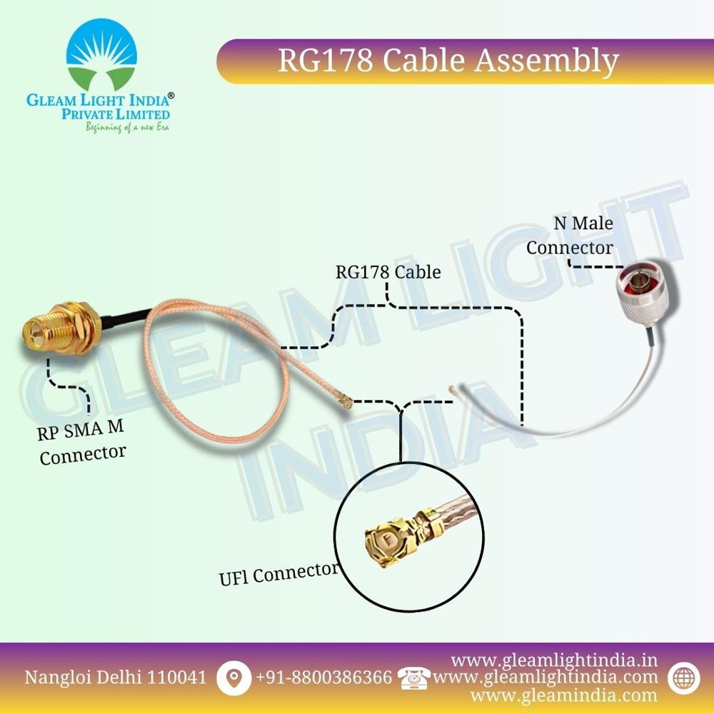 RF Cable Assemblies N Male Crimp Type to UFL in RG178