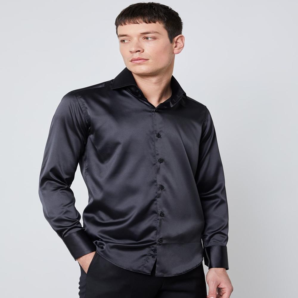 Tuxedo Satin Lining Fabric, Women Satin Top Fabric, Men Black Satin Party Shirt Fabric - Application: Fashion