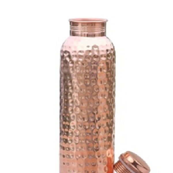 Top Hammered Finish Pure Copper Water Bottle