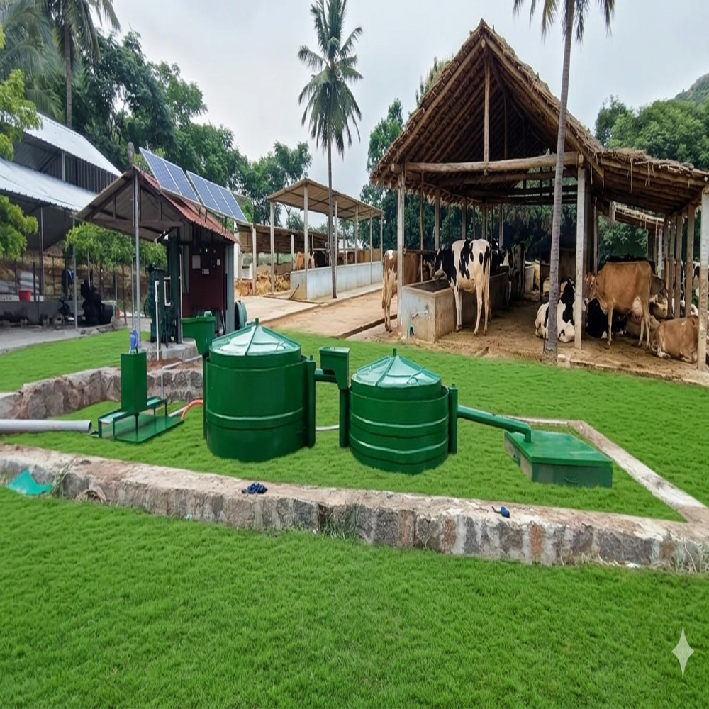 20 Cubic Meter Biogas Plant For 160 Kgs Food Waste - Color: Green
