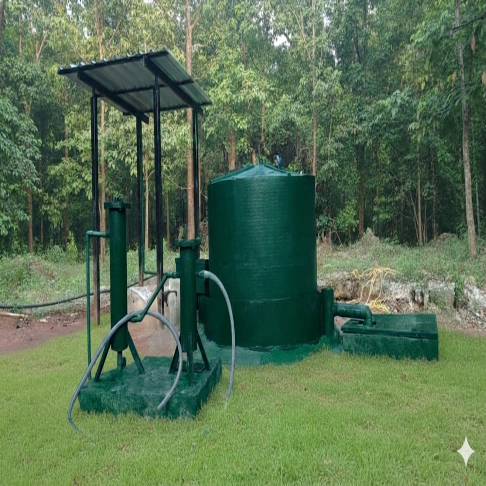 12 Cubic Meter Frp Biogas Plant For Hotel, Resorts, Industries And Institutions - Color: Green