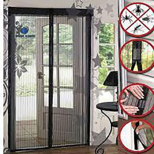 Fiberglass Pleated Mesh-Doors - Color: Black