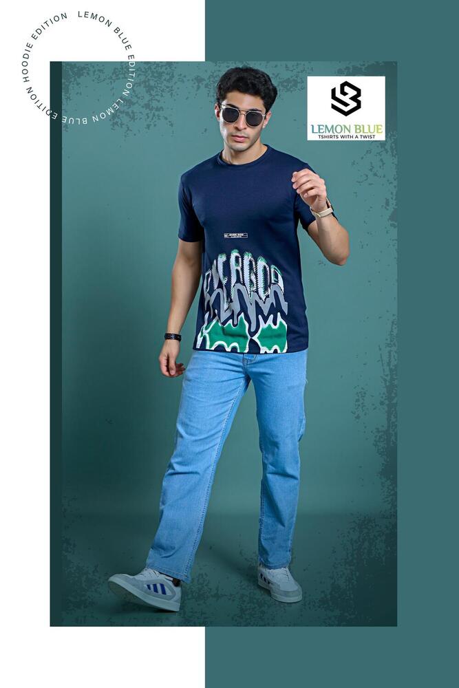 Mens Dark Blue Printed T-Shirt - Color: Different Available