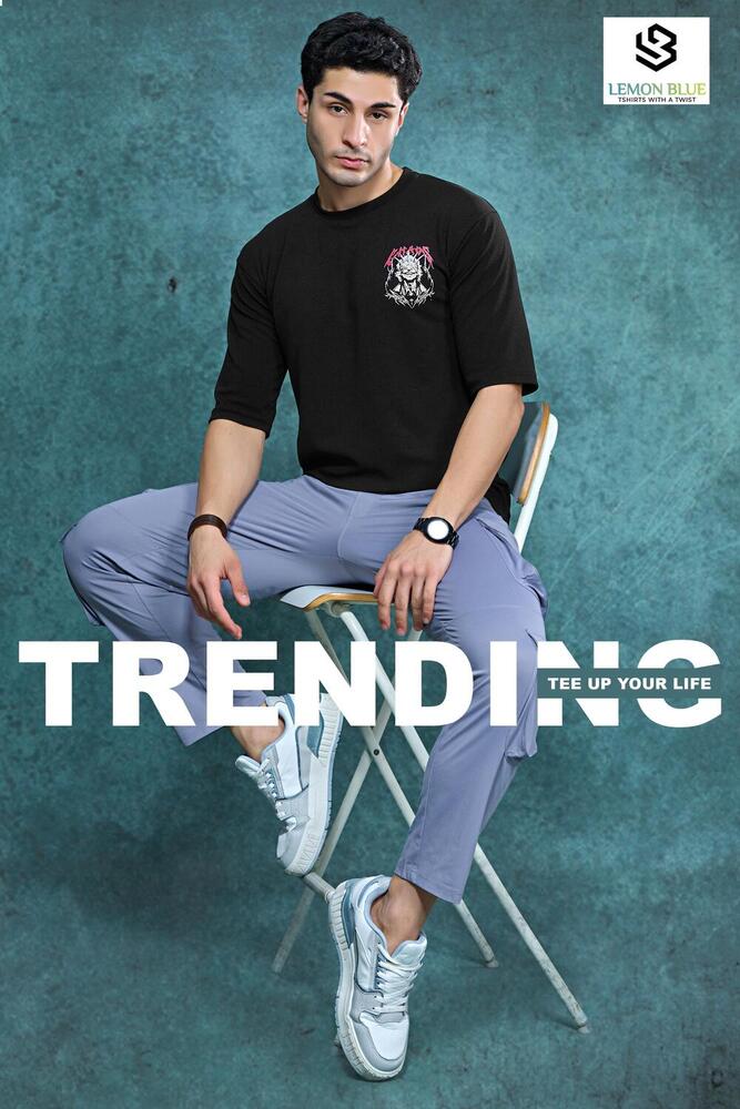 Mens Down Shoulder Black  T-Shirt