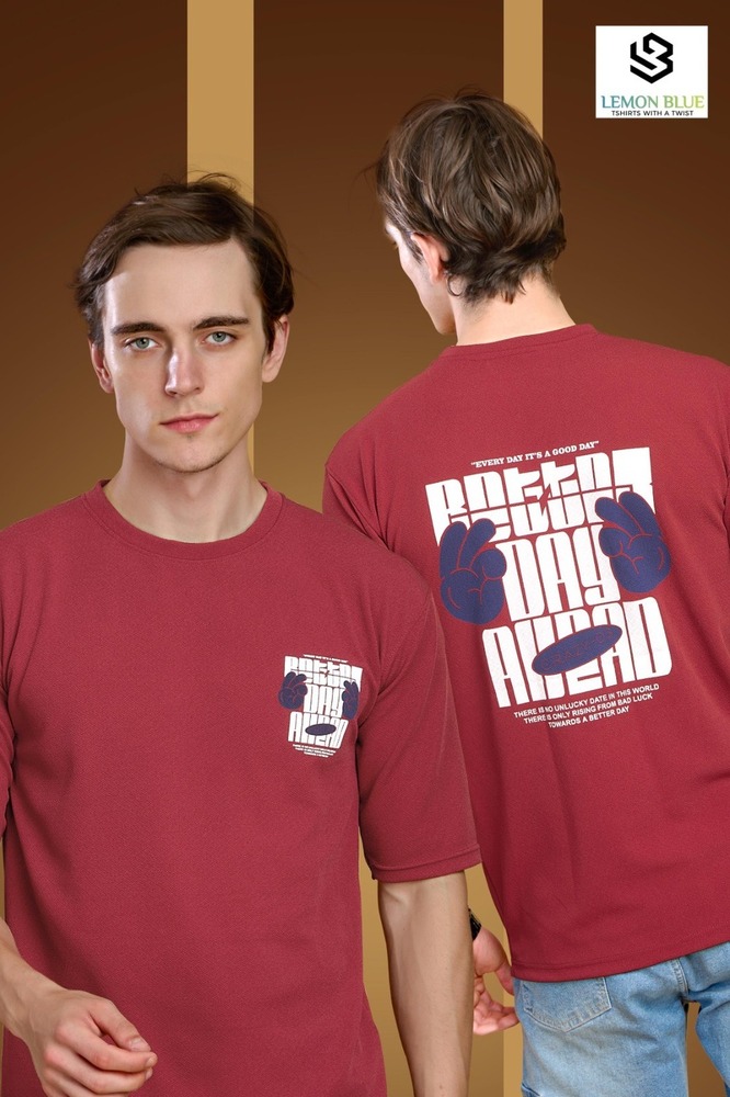 Mens Red Blue  Down Shoulder T-Shirt