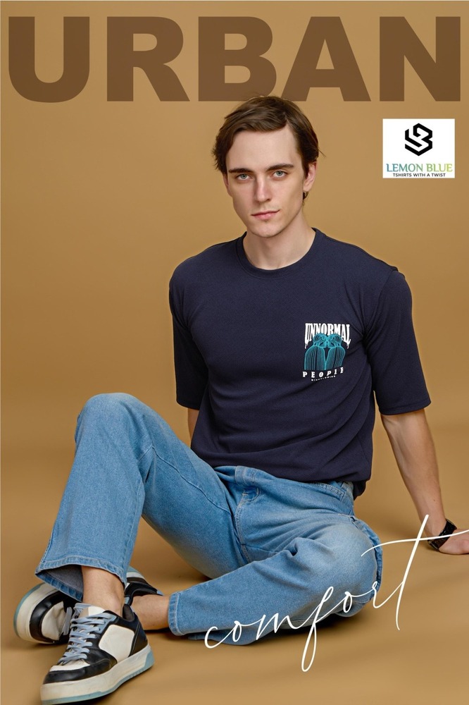 Mens Dark Blue Down Shoulder T-Shirt - Color: Different Available