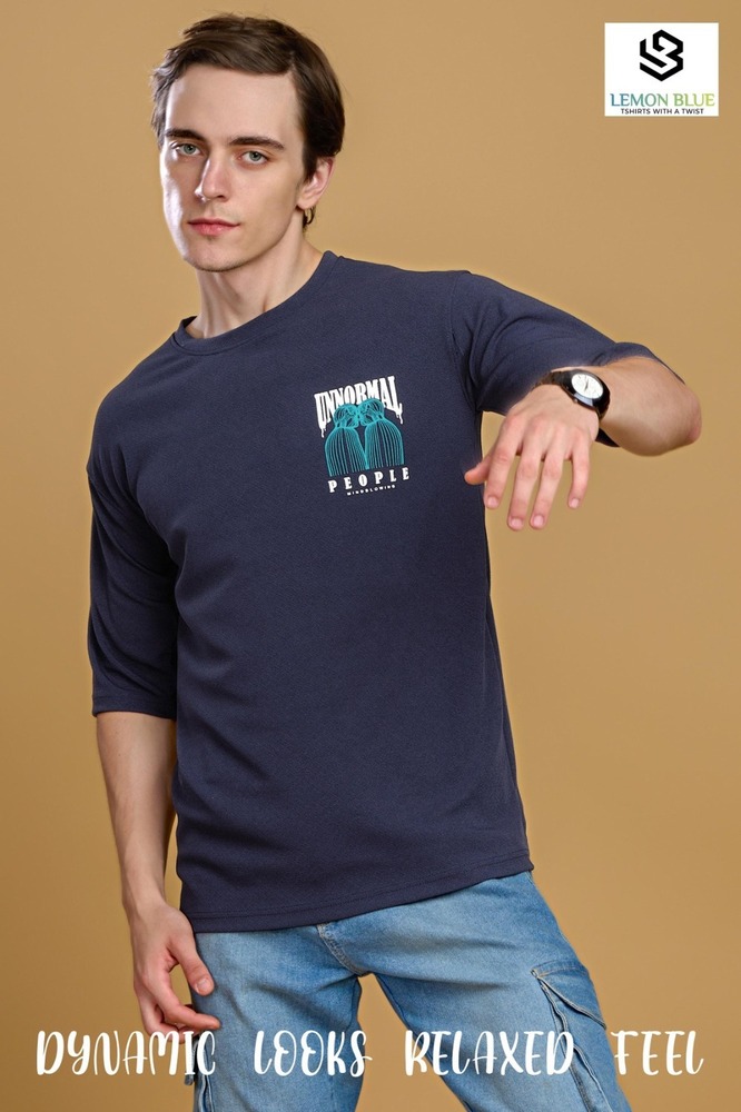 Mens Dark Blue Down Shoulder T-shirt - Color: Different Available