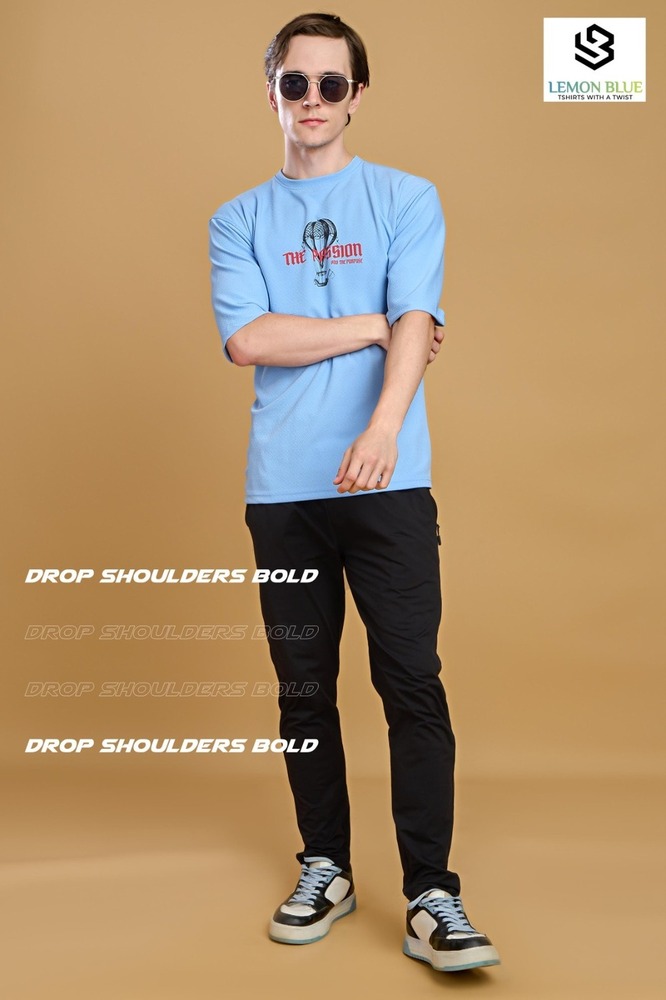Mens Blue Down Shoulder T-Shirt - Color: Different Available