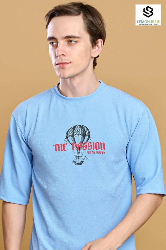 Mens Blue Down Shoulder T-Shirt