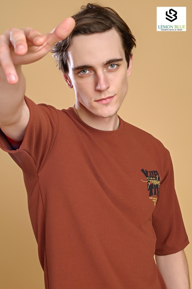 Mens Brown Down Shoulder T-shirt - Color: Different Available